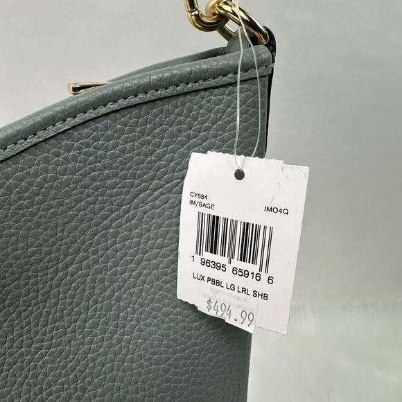 Coach Laurel Large Shoulder/Crossbody Bag Sage Soft Pebble Leather NWT CY684 - Picture 7 of 12